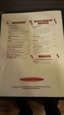 Menu photo 1 Cheers Restaurant Welland, ON
