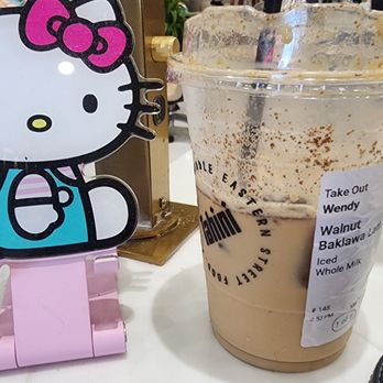 Finjan Coffee - Half finished iced walnut baklava latte - Coffee & Tea Near Me - San Diego, California Finjan Coffee - Half finished iced walnut baklava latte - Coffee & Tea Near Me - San Diego, California