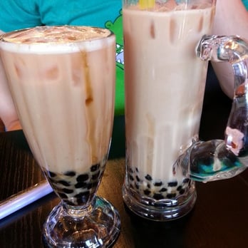 Ice Monster - regular honey milk tea (left) and large regular milk tea (right) with FRESH boba! - Juice Bars & Smoothies Near Me - Walnut Creek, California