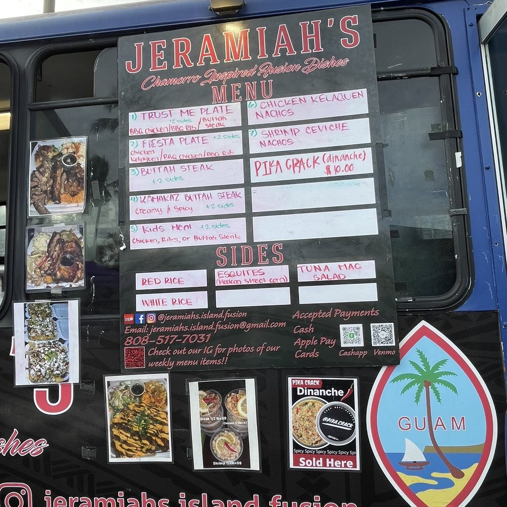 Jeramiahs - the menu on the side of the bus - Guamanian Near Me