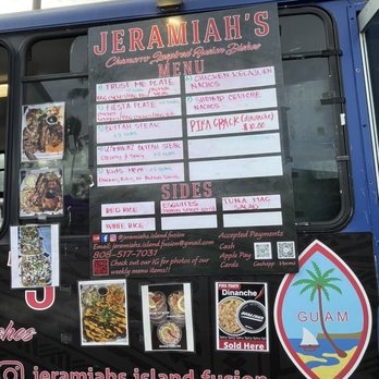 Jeramiahs - the menu on the side of the bus - Guamanian Near Me