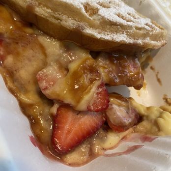 The Waffle Bus - Strawberry Irish Cream Creme Brulee plus Nutella and cookie butter - Sandwiches Near Me - Houston, Texas