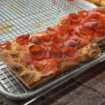 Dough & Co. Pizza - Sicilian with pepperoni and hot honey - Pizza Near Me - Huntington, New York Dough & Co. Pizza - Sicilian with pepperoni and hot honey - Pizza Near Me - Huntington, New York
