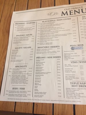 Menu photo 2 Old Prague Prague, PR Menu photo 2 Old Prague Prague, PR