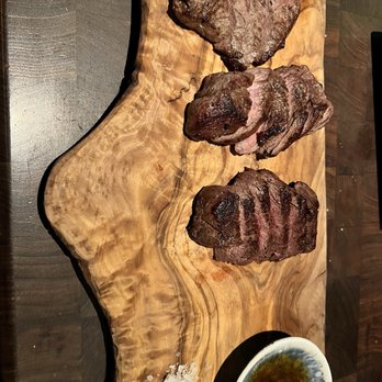 Water Grill - Bellevue - Wagu steak flight of ribeye, NY strip and filet - Seafood Near Me - Bellevue, Washington