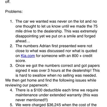 North County Kia - My husband list the problem found after we signed contract with GM. This before big issue happened. - Car Dealers Near Me - Escondido, California North County Kia - My husband list the problem found after we signed contract with GM. This before big issue happened. - Car Dealers Near Me - Escondido, California