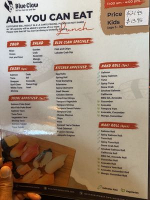 Menu photo 2 Blue Claw Houston, TX