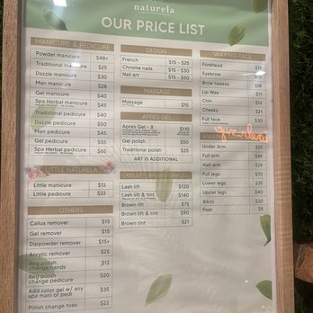 Naturela - price menu - Nail Salons Near Me - Brooklyn, New York