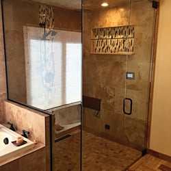 GCS Glass & Mirror - Frameless steam shower, with 1/2 glass.