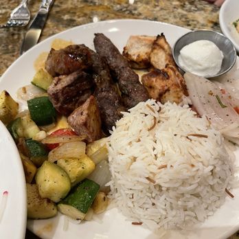 Lebanese Taverna - Mixed kabob - Lamb, chicken, beef.  The white sauce was excellent with the meat. - Lebanese Near Me - Mclean, Virginia