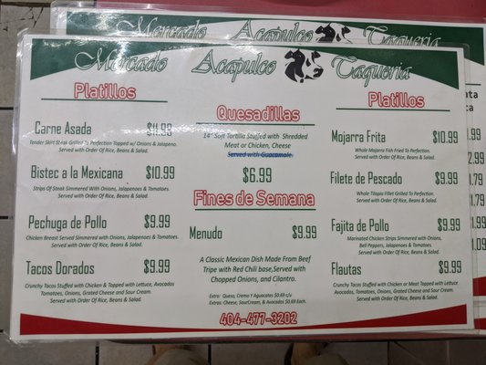 Menu photo 3 Mercado Acapulco Atlanta, GA