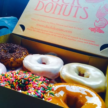 Duck Donuts - 1 glaze 1 vanilla1 chocolate sprinke 1 maple1 strawberry 1 glaze - Donuts Near Me - Rockville, Maryland Duck Donuts - 1 glaze 1 vanilla1 chocolate sprinke 1 maple1 strawberry 1 glaze - Donuts Near Me - Rockville, Maryland