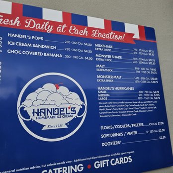 Handel's Homemade Ice Cream - Menu as of Feb 2025 - Ice Cream & Frozen Yogurt Near Me - Pasadena, California