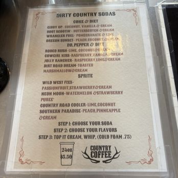 Country Coffee Sit & Sip - Dirty soda menu - Coffee & Tea Near Me - Boring, Oregon