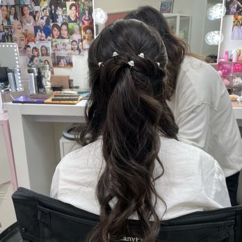 Jessica Lee Makeup Studio - Half-up/half-down hair style for prom - Makeup Artists Near Me - Los Angeles, California Jessica Lee Makeup Studio - Half-up/half-down hair style for prom - Makeup Artists Near Me - Los Angeles, California