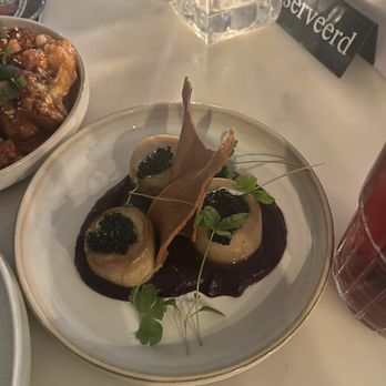 Meatless District - Oyster mushroom scallops with purple potato puree - Vegan Near Me - Amsterdam, New Hampshire