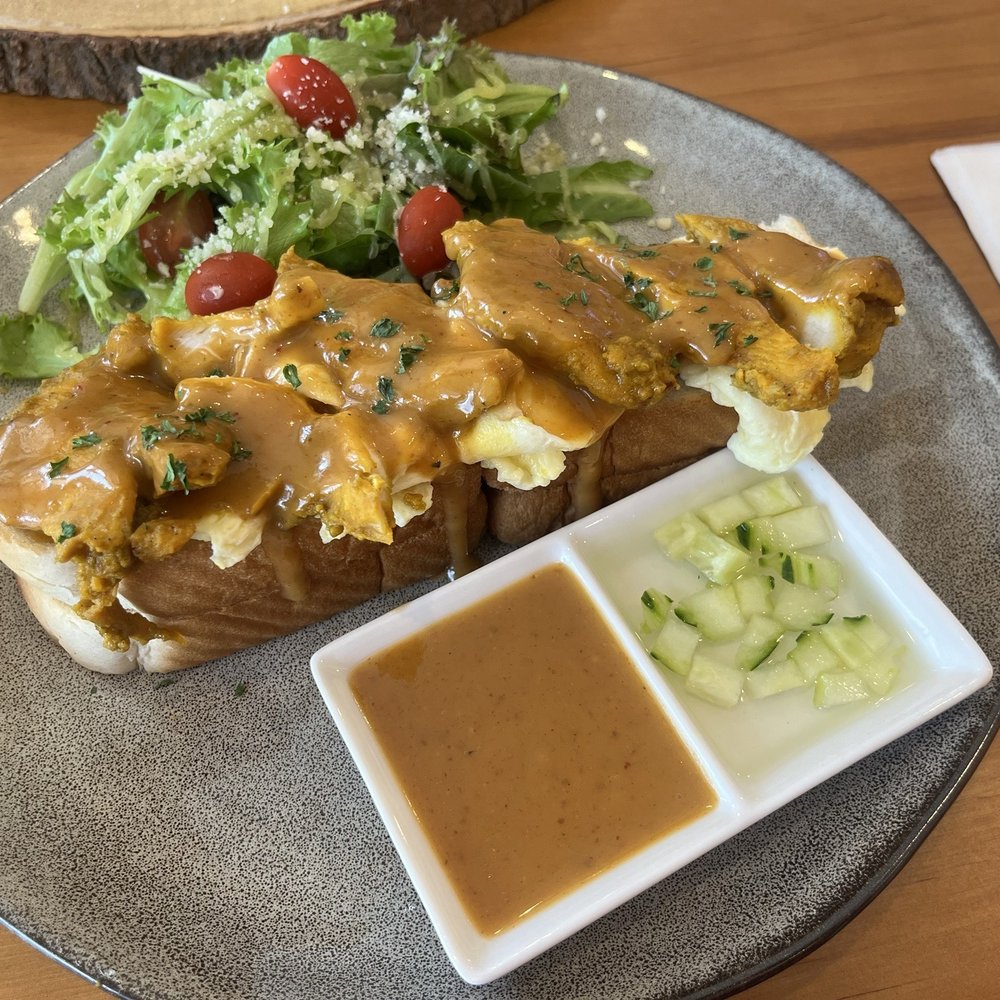 Sweetbox - Chicken satay with creamy egg toast - Desserts Near Me - Conroe, Texas Sweetbox - Chicken satay with creamy egg toast - Desserts Near Me - Conroe, Texas