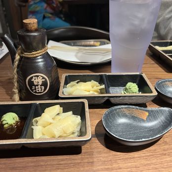 Sushi Tsunami - Wasabi and ginger.  Nice dinnerware - Sushi Bars Near Me - Fairfield, California
