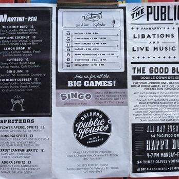 Vanbarry's Public House - September 2025 seasonal Menu page 1 of 2 - New American Near Me - Orlando, Florida Vanbarry's Public House - September 2025 seasonal Menu page 1 of 2 - New American Near Me - Orlando, Florida