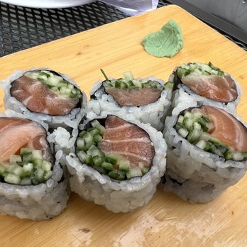Momo Sushi - Salmon Cucumber Roll $5.75 "It's good" per the 5 year old who ate it all! - Japanese Near Me - Minneapolis, Minnesota Momo Sushi - Salmon Cucumber Roll $5.75 "It's good" per the 5 year old who ate it all! - Japanese Near Me - Minneapolis, Minnesota