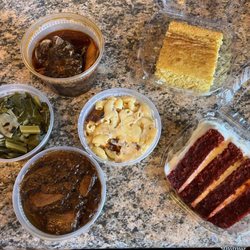 Fiya Spice Caribbean - Oxtail, Greens, Mac n Cheese, Yams, Cornbread and Red Velvet Cake