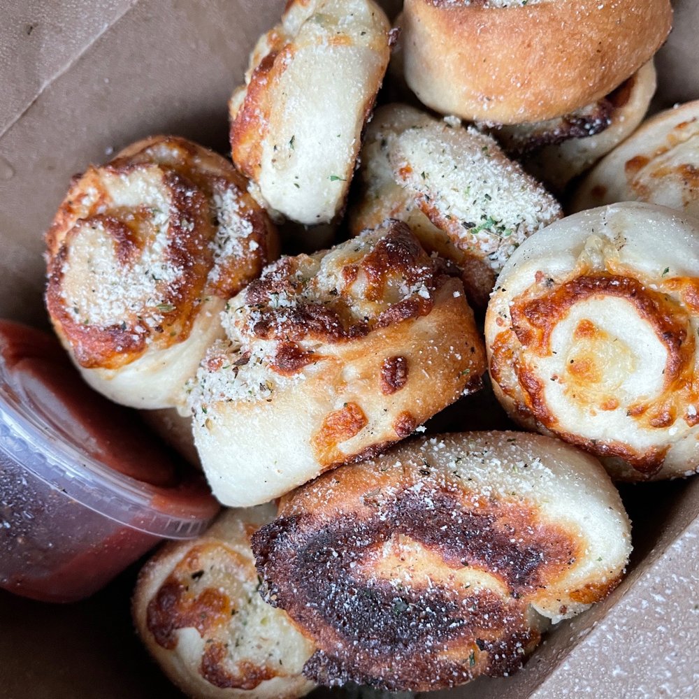 Mezza Luna Pizzeria - Garlic - Cheese Bread Knots - Pizza Near Me - Eugene, Oregon Mezza Luna Pizzeria - Garlic - Cheese Bread Knots - Pizza Near Me - Eugene, Oregon