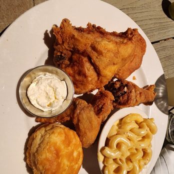 Sweet T's Restaurant + Bar - Fried Chicken, Mac n Cheese, biscuit and Ceasar salad in the other photo. - Southern Near Me - Windsor, California