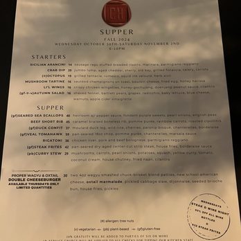 CookHouse - Fall Menu - New American Near Me - Baltimore, Maryland