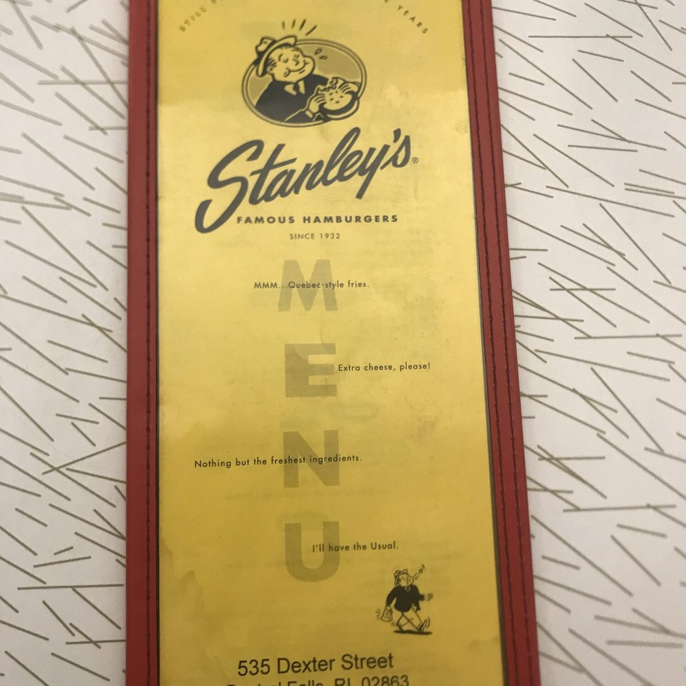 Stanley's Restaurant - Front cover of Stanley's menu - Seafood Near Me - Central Falls, Rhode Island