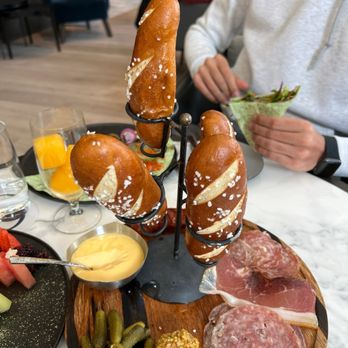 EDGE Restaurant and Bar - Pretzel and charcuterie plate - Steakhouses Near Me - Denver, Colorado EDGE Restaurant and Bar - Pretzel and charcuterie plate - Steakhouses Near Me - Denver, Colorado