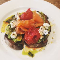 Goldfish Bowl - avo crush with smoked salmon instead of the poached eggs