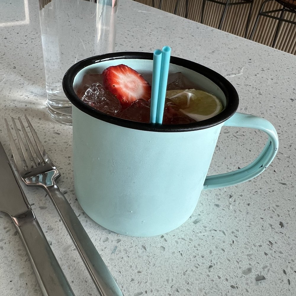 Marfa Texas Kitchen - Strawberry peach mule - New American Near Me - College Station, Texas Marfa Texas Kitchen - Strawberry peach mule - New American Near Me - College Station, Texas