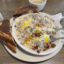 Trophy Cafe - 3 meat skillet with sausage gravy. Yes, I like pepper. Don't judge!