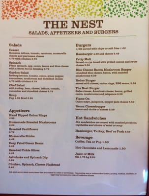 Menu photo 7 The Nest Diner Farwell, MI