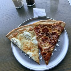 Slice White Pizza. Slice Meat Lovers Pizza.