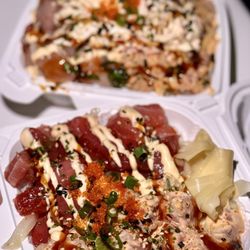 Tobiko ahi and spicy ahi