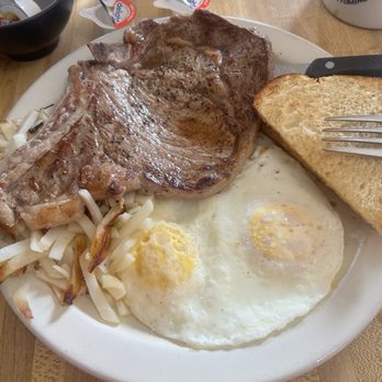 The Busy Bee Cafe - Ribeye and eggs - Cafes Near Me - Buffalo, Wyoming