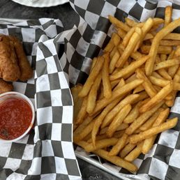 Mozzarella sticks and French fries Mozzarella sticks and French fries