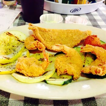 Flying Fish - Catfish and Fried Shrimp Plate with Grilled Squash and Zucchini - Cajun/Creole Near Me - Fort Worth, Texas