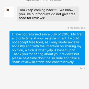 Listo el Pollo - The owners yelp message to me.... - Peruvian Near Me - Reseda, California