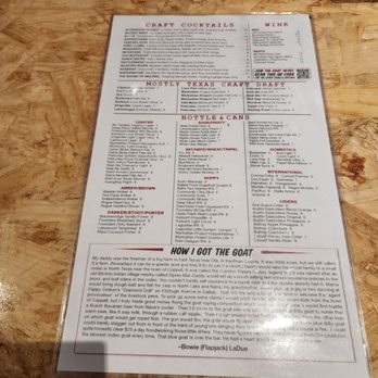 Rodeo Goat - M Drink menu - Burgers Near Me - Dallas, Texas Rodeo Goat - M Drink menu - Burgers Near Me - Dallas, Texas