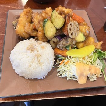 Fried fish and vegetables in special vinegar sauce