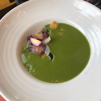 American Bounty Restaurant - Split pea soup with pickled egg and bacon - New American Near Me - Hyde Park, New York American Bounty Restaurant - Split pea soup with pickled egg and bacon - New American Near Me - Hyde Park, New York