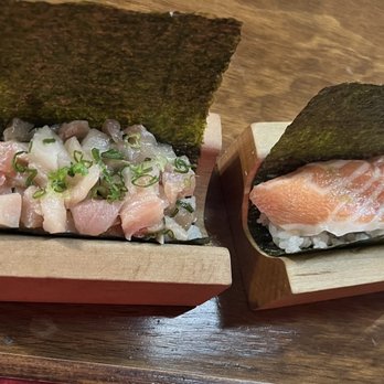 Yonsei Handrolls - Negihama and salmon belly - Japanese Near Me - Oakland, California Yonsei Handrolls - Negihama and salmon belly - Japanese Near Me - Oakland, California