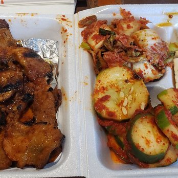 Pearl's Korean BBQ - Spicy pork, cucumber kimchee, cabbage kimchee, and tofu (not shown) - Korean Near Me - Ewa Beach, Hawaii Pearl's Korean BBQ - Spicy pork, cucumber kimchee, cabbage kimchee, and tofu (not shown) - Korean Near Me - Ewa Beach, Hawaii