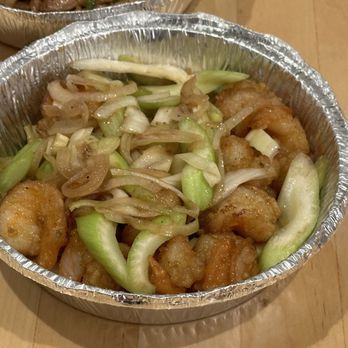 Hong Kong West - Shrimp & Celery: yum! But small in portion size for $20 (and this is a smaller takeout container). - Chinese Near Me - Victoria, British Columbia Hong Kong West - Shrimp & Celery: yum! But small in portion size for $20 (and this is a smaller takeout container). - Chinese Near Me - Victoria, British Columbia