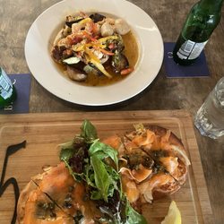 Five - The creole chicken and the smoked salmon flatbread. Both were delicious!