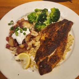 Blackened snapper, loaded red potatoes, and broccoli $21 Blackened snapper, loaded red potatoes, and broccoli $21