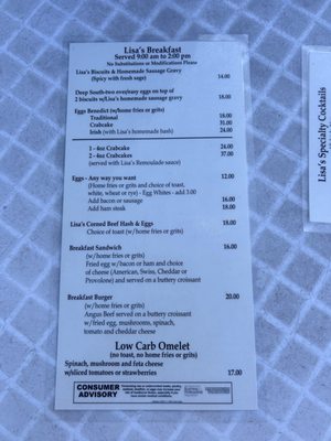 Menu photo 1 Lisa's Cafe Madeira Beach, FL