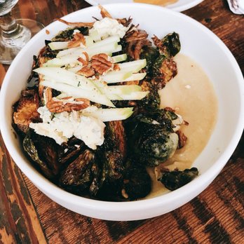Revival - Crispy brussel sprout + apple salad, apple puree, apple dressing, blue cheese, pecans - Southern Near Me - Minneapolis, Minnesota Revival - Crispy brussel sprout + apple salad, apple puree, apple dressing, blue cheese, pecans - Southern Near Me - Minneapolis, Minnesota
